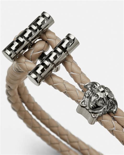 versace lether medusa men|medusa braided leather bracelet.